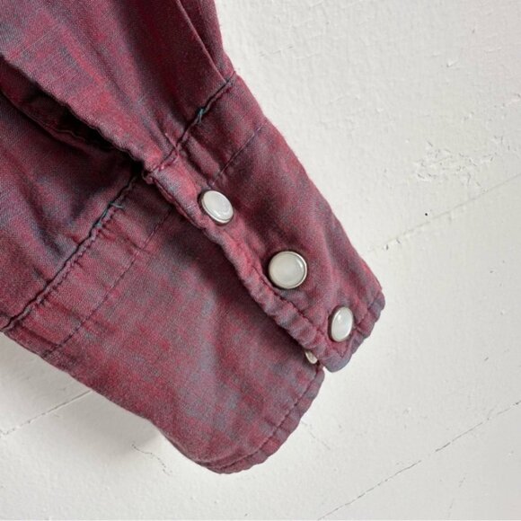 Vintage Kmart Western Shirt small Red Blue pearl snap - Picture 9 of 15